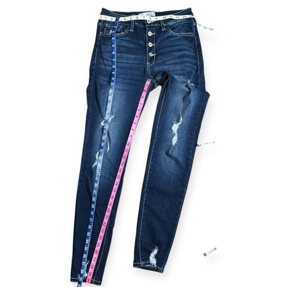 KANCAN Women’s Dark Blue Wash Chelsea High-Rise Button Fly Jeans Size 9/28 Style - Picture 9 of 9